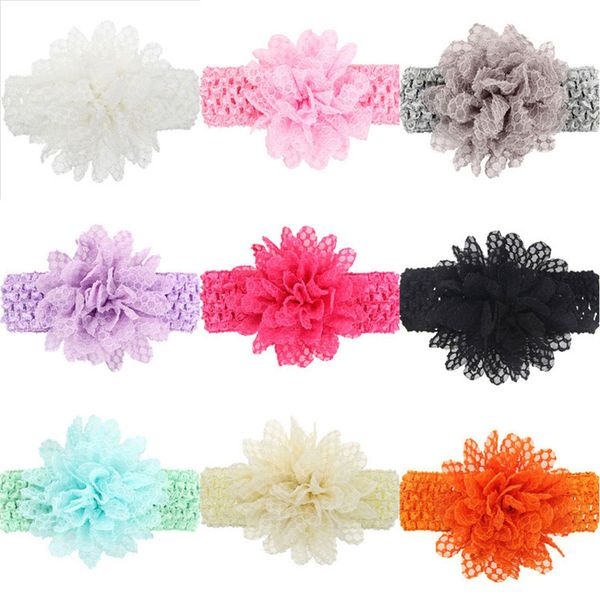

new baby boys girls headband lace headwear elastic children hair bands fashion hair accessories ing, Slivery;white