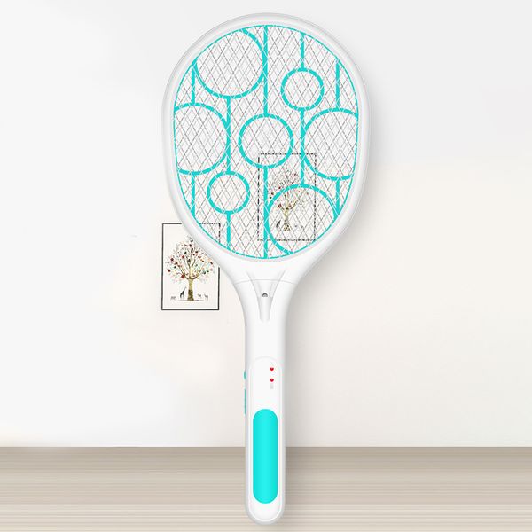 

beau-electric fly swatter rechargeable with led lights electric bug fly mosquito swatter killer racket 3-layer net safe