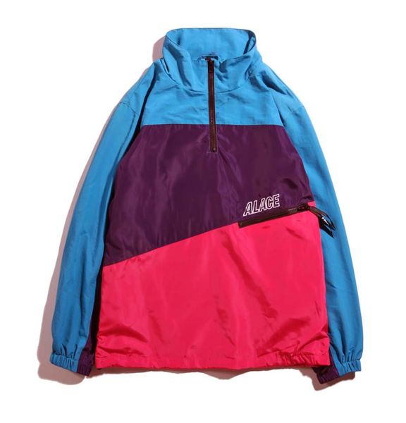 

2020/palaces new brand europe america fashion luxury designer men half-zip zipper color-blocking jacket splice coats loose classic jackets, Black;brown