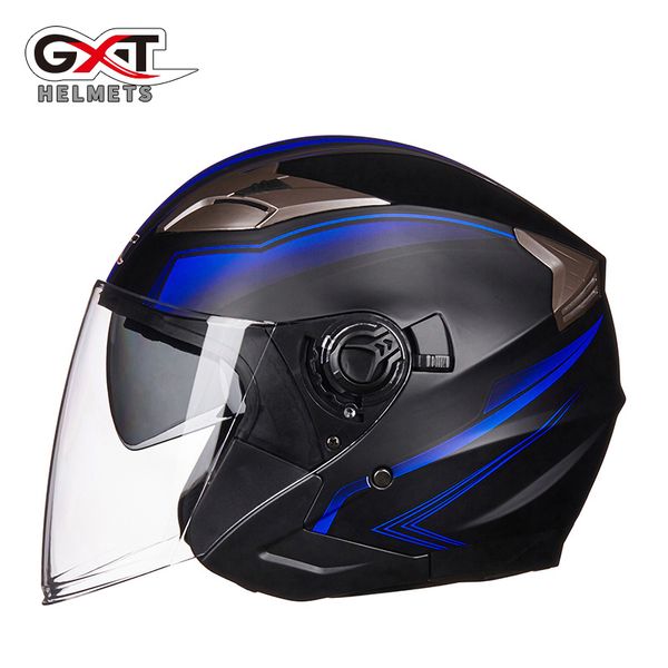 

gxt helmet motorcycle half face helmet abs motorbike electric safety double lens moto casque casco moto for women/men