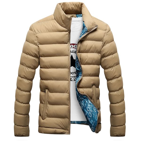 

2019 winter pure color men coats s m l  2xl 3xl 4xl keep warm mens cotton coat, Black