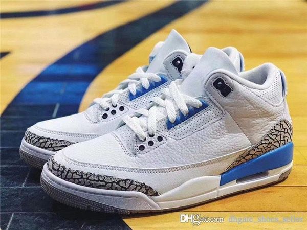 

2020 new authentic retro jordan 3 3s unc iii white/valor blue-tech grey ct8532-104 sneakers women men basketball shoes with box