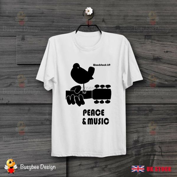 

music peace woodstock festival 1969 cool t shirt b340, White;black