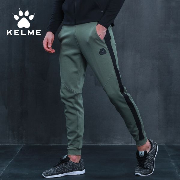 

kelme sport pants men elastic breathable sweat pants running training basketball jogging trousers 3671014, Black;blue