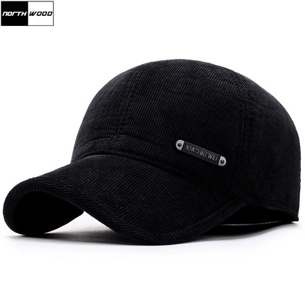 

northwood] new men's baseball cap winter warm earflap dad hats corduroy russia hats casquette bone gorro fitted earmuff protect, Blue;gray