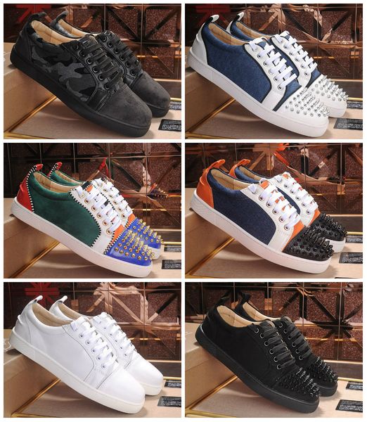 

luxury designer sneakers men women casual shoes party dress low-studded spikes platforms red bottom trainers shoes sneaker, Black