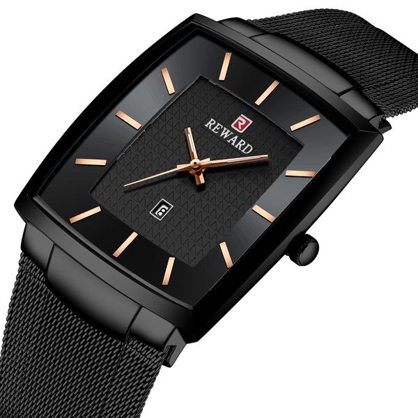 

business mens waterproof calendar mens square stainless steel mesh belt quartz foreign trade watch, Slivery;brown