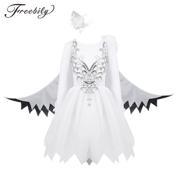 

children modern dance costumes ballet dance animal cosplay costumes halloween birds clothing girls stage performance clothing, Black;red