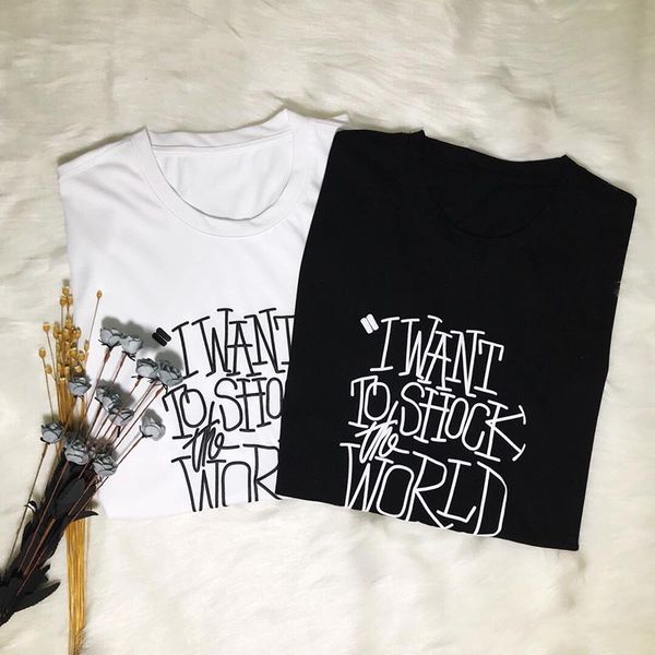 

2020 summer spring hip hop europe paris tee shock the world puff print graffiti mens designer t shirt women street casual tshirt