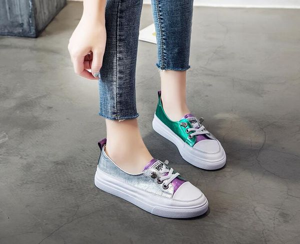 

2020 fashion women loafers flats woman lady bright shoes casual shoes joining together pu, Black