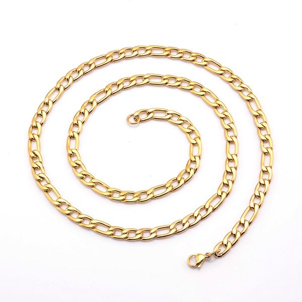 

usenset wholesale jewelry classic 6mm figaro chains necklace stainless steel curb link necklaces with fashion jewelry, Silver