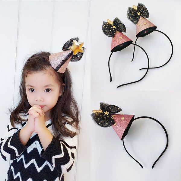 

korea lovely lace bow pentagram three-dimensional hairband hair accessories for girls hair band headband hairbands, Slivery;white