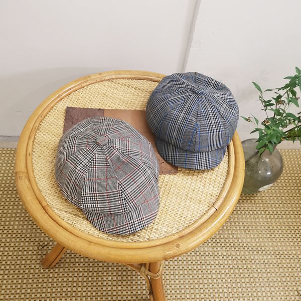 

hat female spring and summer korean net red japanese british fashion wild beret female octagonal cap, Blue;gray