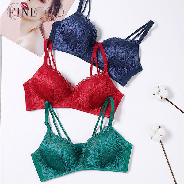

lace wireless bra floral bralette fashion comfort wire bras for women lace bra female lingerie b c 6 colors, Red;black