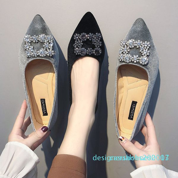 

spring womens flats rhinestone slip on shoes velvet flat designer shoes ladies dress zapatos mujer single cr17 d03, Black