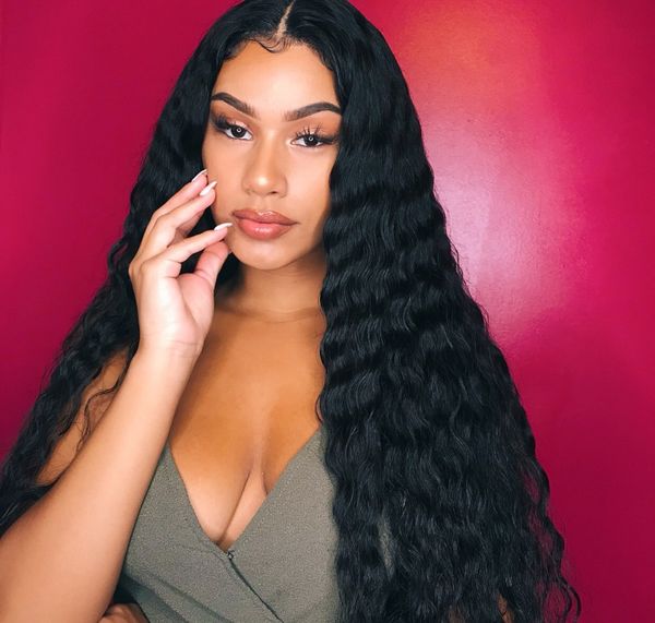 

2020 new 13x4 brazilian water wave lace front human hair wigs pre plucked front lace wig with baby hair natural hairline remy hair, Black