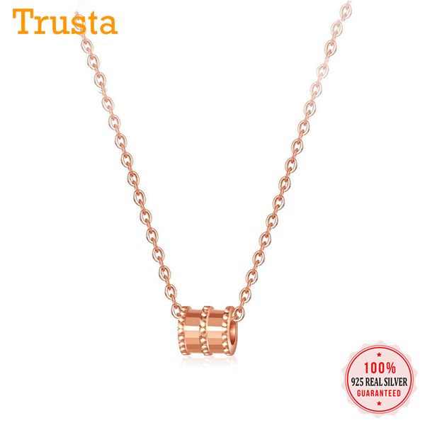 

2020 minimalist genuine 925 sterling silver sweet simple hollow cask pendant short necklace for women silver 925 jewelry yq070