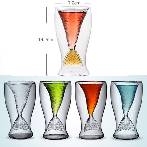 

party bar чашки хвост русалки прозрачное стекло fish tail творческий бокалы 80ml 4 цвета xd22137