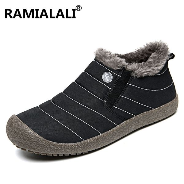 

men boots winter with fur warm snow boots men winter work shoes footwear fashion rubber ankle shoes big size 36-48, Black