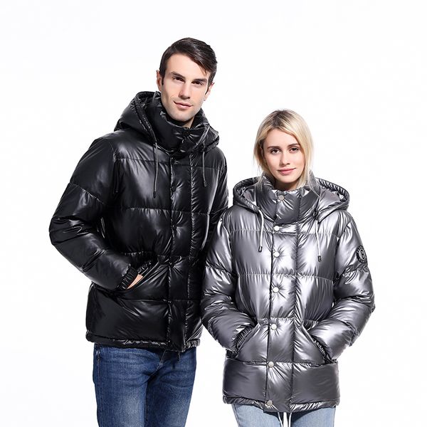 

winter cotton men's wonen jacket coat tide brand retro korean version of the bright surface down cotton padded warm coat m-3xl, Black