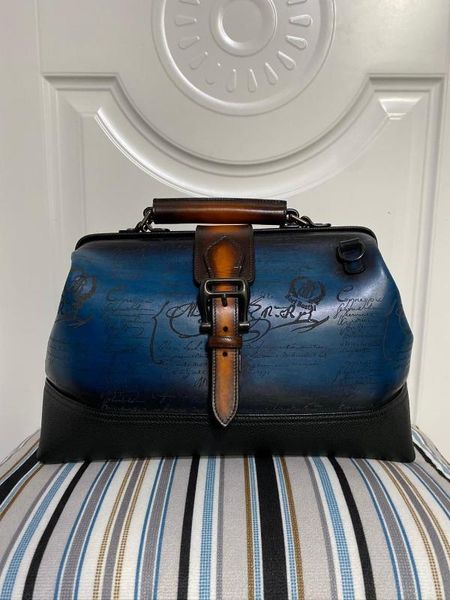 

business casual retro hand-painted multi-function leather travel bag ems free