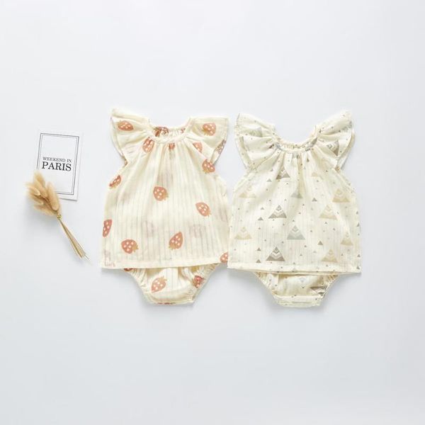 

2020 new arrival baby girls 2 pcs set ruffles blous+shorts spring summer toddler girls suits 0-4t, White