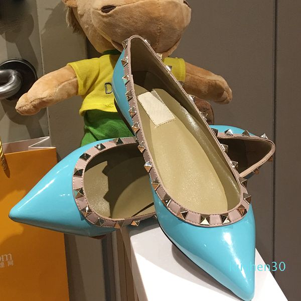 

original box classic black and nude women brand rivet high heel patent leather pointy toe dress shoes luxury shallow mouth sole wedding