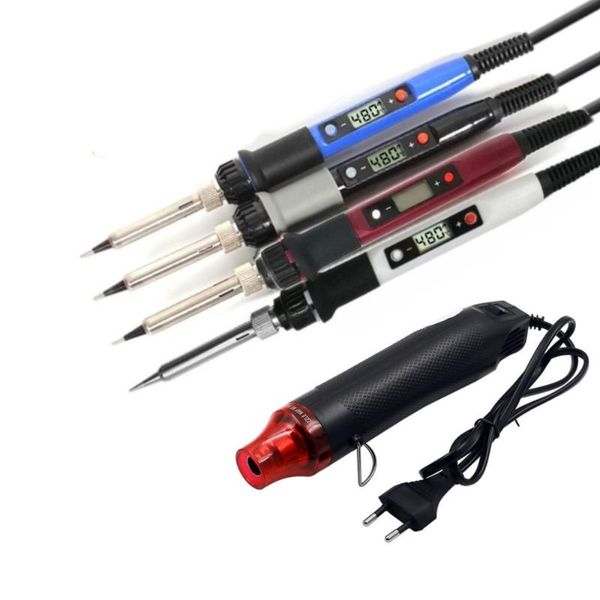 

electric soldering iron 80w adjustable temperature lcd digital display + 300w diy air gun 110v/220v phone repair tool