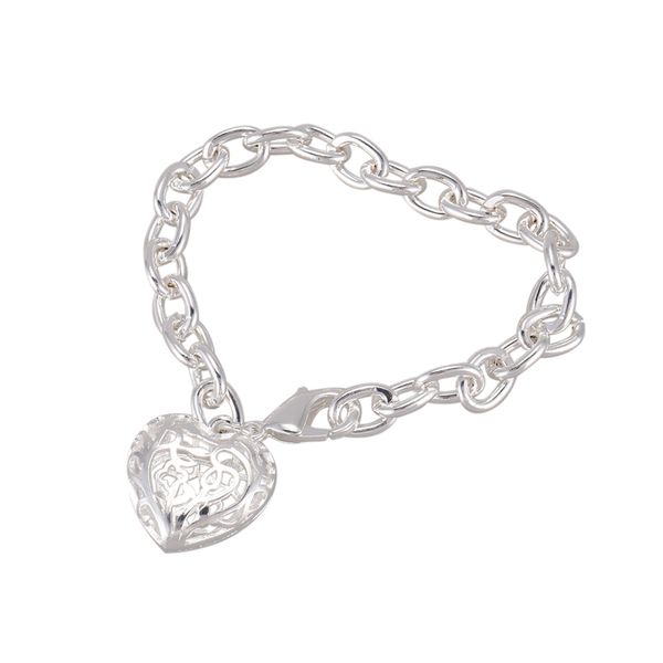 

fashion women men silver bracelet heart shape chain, Black
