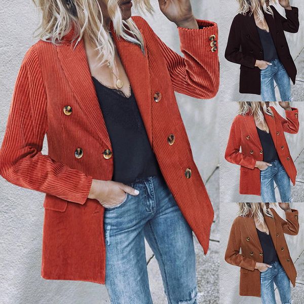 

casual spring women blazers solid turn down collar pocket suit ladies office work button coats female suit blazer outerwear, White;black