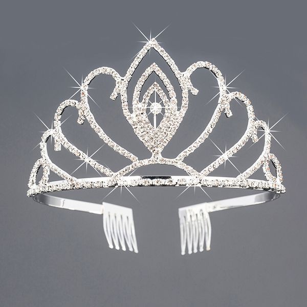 

children's drill hair band dress accessories kids crown metal with diamond with comb gold and silver color kids gifts, White;red