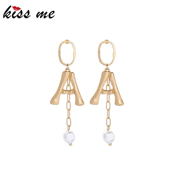 

kissme 2020 new arrivals drop earrings for women gold color letter "a" acrylic pearl dangle earrings fashion jewelry accessories, Silver
