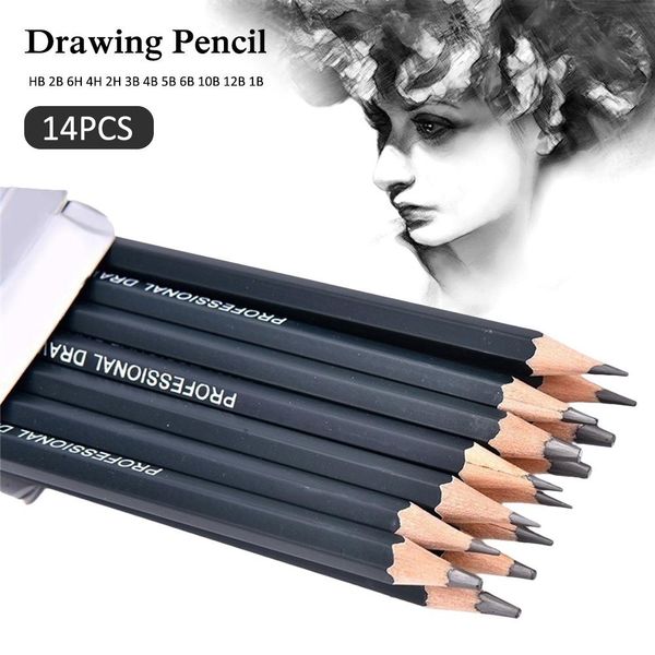 

14pcs school art writing supply sketch and drawing pencil lapis set hb 2b 6h 4h 2h 3b 4b 5b 6b 10b 12b 1b