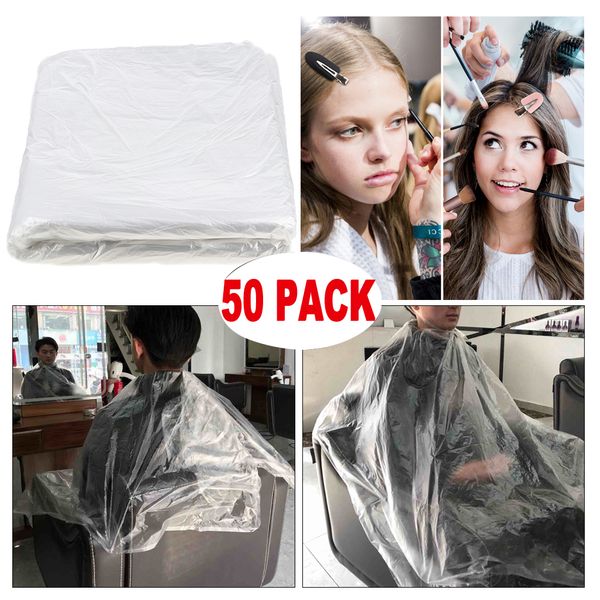 

50pcs disposable hairdressing capes barber home shawls apron + 8x hair clips