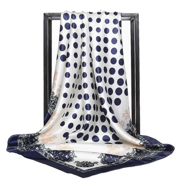 

fashion retro 90 * 90 simulated silk brand new luxury satin square scarf 4 seasons available ing, Blue;gray