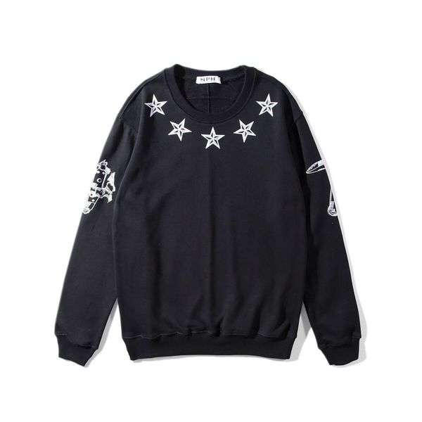 

autumn designer mens women sweater hoodies 5 stat round collar printed fashion clothing men sports shirt hoodies size s-xl, White;black
