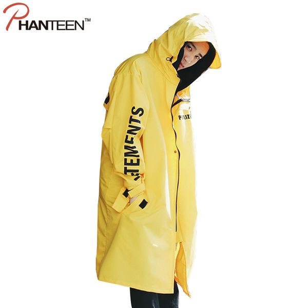 

vetements polizei man jackets hooded rain coat water-proof sun protection trench casual hi-street fashion brand men clothing, Black;brown