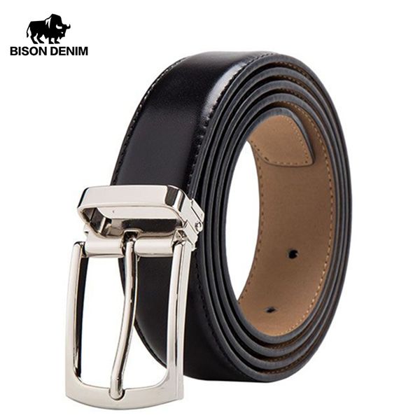 

bison denim из натуральной кожи ремень для мужчин мода тонкий классический пряжкой мужской ремень 2.8cm бизнес роскошный ремень качества w71, Black;brown