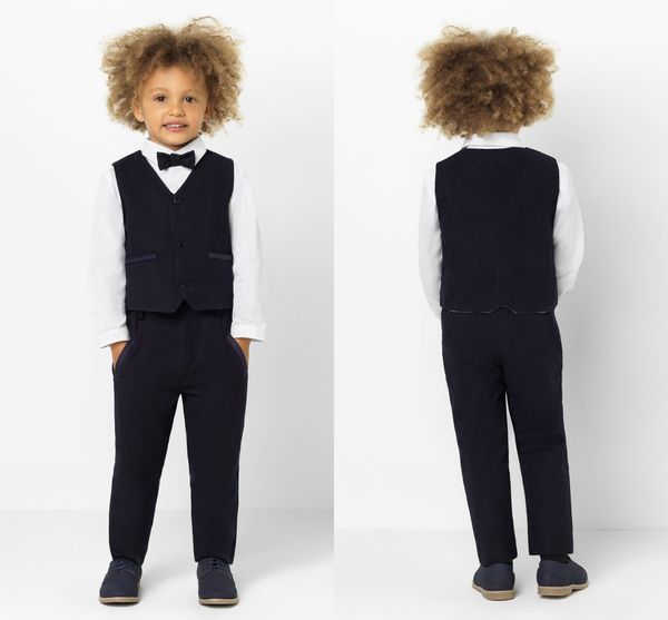 

little kids wedding tuxedos handsome 2 pieces stripe boy' formal wear children pants suits (vest+pants, Black