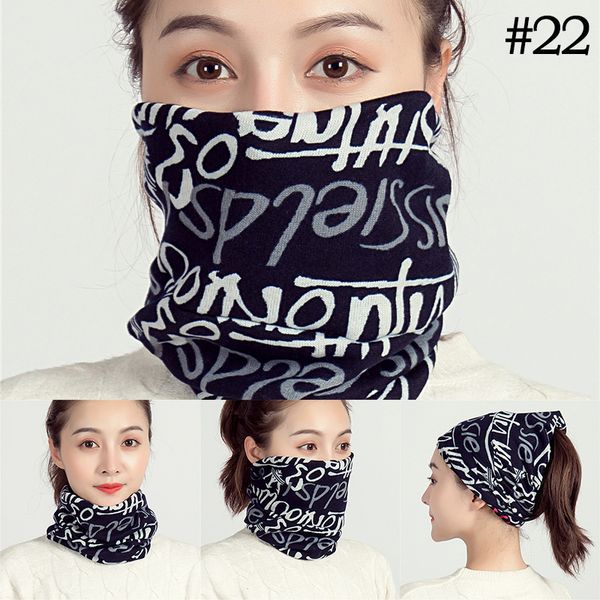 

2019 beanie hats ski snood scarf women hairband letter print cashemere scarf femme snood neck warmer riding face mask, Blue;gray