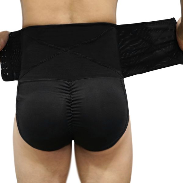 

high waist men boxer shaper breasted waist girdle breathable underwear waist trainer butt lifter corset a146