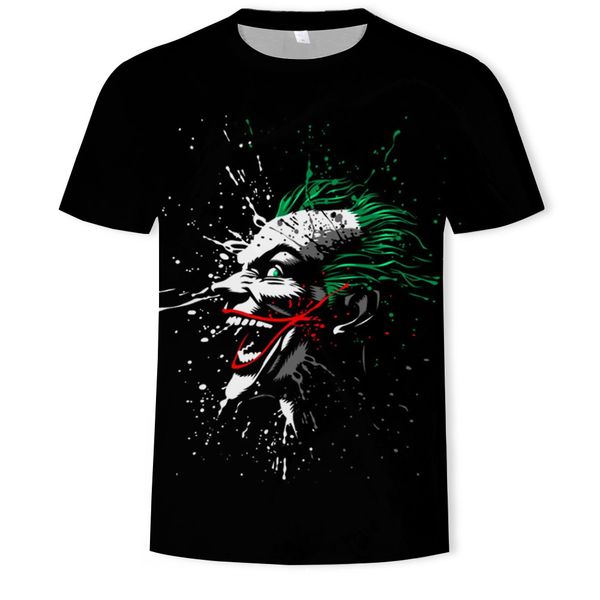 

mens designer autumn fashion round collar clown 3d printed t-shirt, White;black