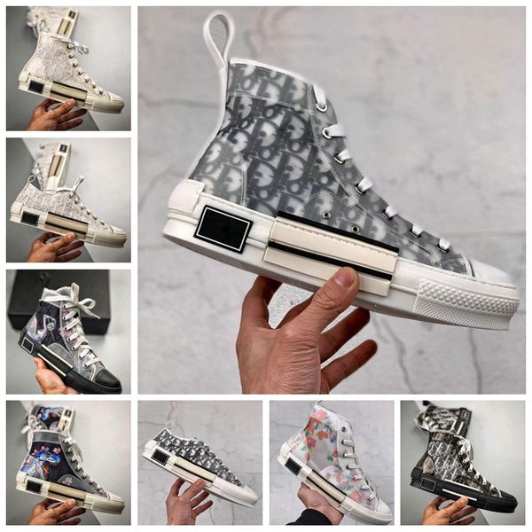 

20ss new flowers technical canvas b23 high luxury sneakers vintage platform in oblique mens b24 womens fashion boots designer shoes, Black