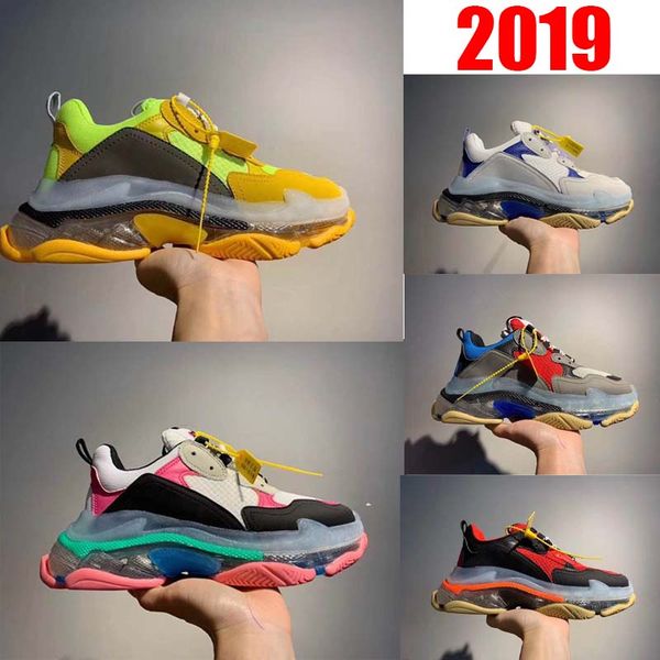 

2019 new luxury paris 3.0 men women vintage old grandpa trainer casual shoes triple-s designer dad crystal bottom 17fw, Black