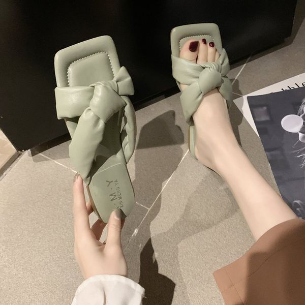 

slippers casual shoes for girls loafers slipers women butterfly-knot low slides summer woman lady flat 2020 beach, Black