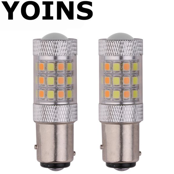 

2pcs white amber dual color auto led drl light backup tail lamp 1157 bay15d 3157 7443 turn signal light switchback 42smd 2835