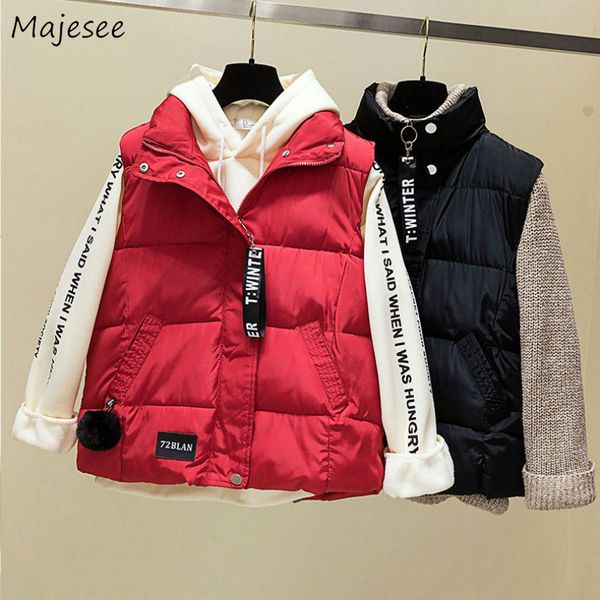 

vests women thicker warm comfortable zipper pockets leisure womens loose classic simple solid short novelty all-match stylish, Black;white