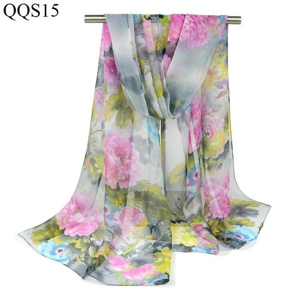 

2019 soft georgette long silk scarf scarf summer scarf sunscreen shawl, Blue;gray