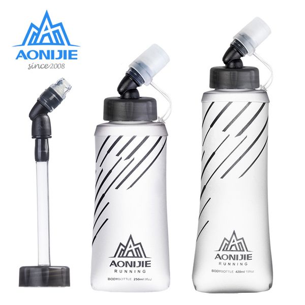 

aonijie sd21 soft flask collapsible 250ml 420ml water bottle hydration water bladder for running marathon cycling trail hiking