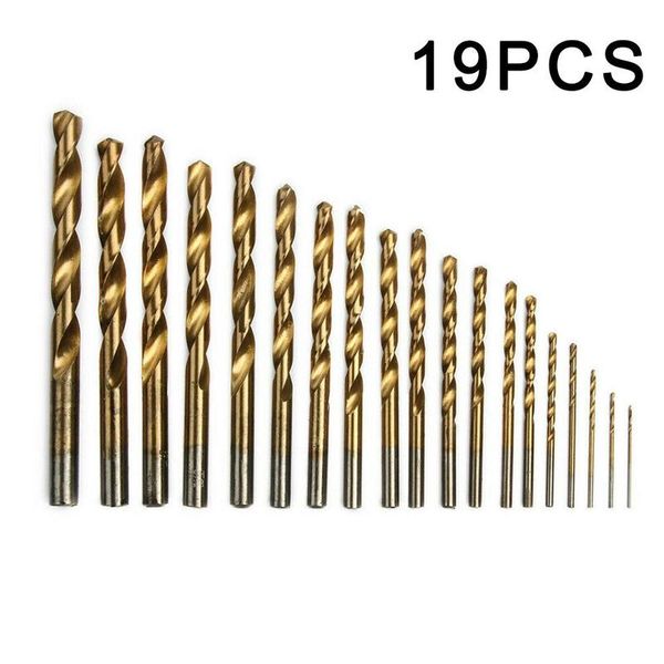 

19pcs/set twist drill bit set 1-10mm hss metric drill bit set titanium coated twist drills metal wood